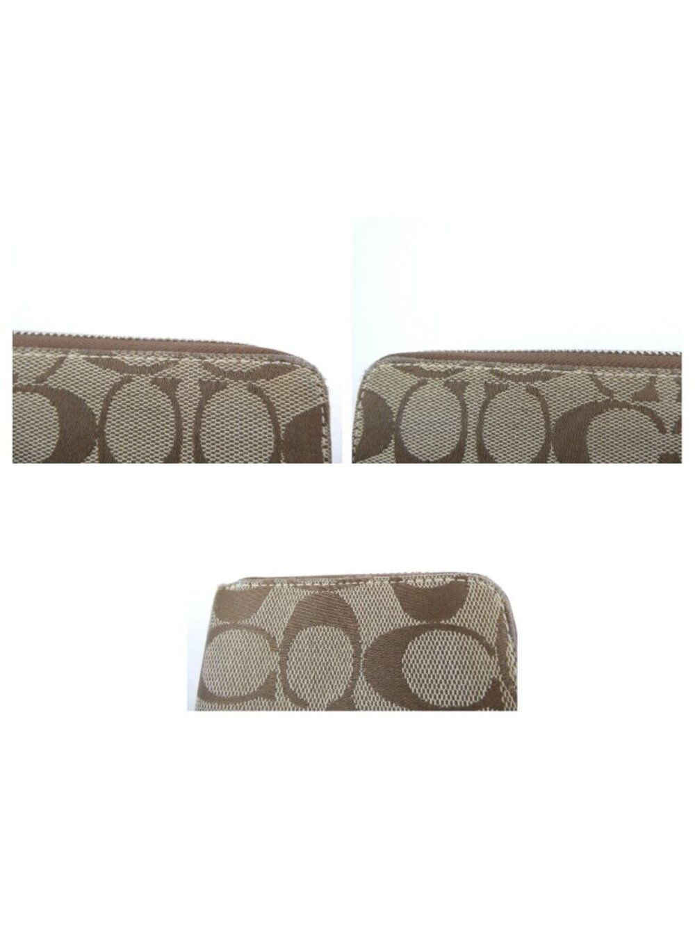 Coach Signature Khaki Chalk Zip Around Accordion Wallet - Picture 11 of 16